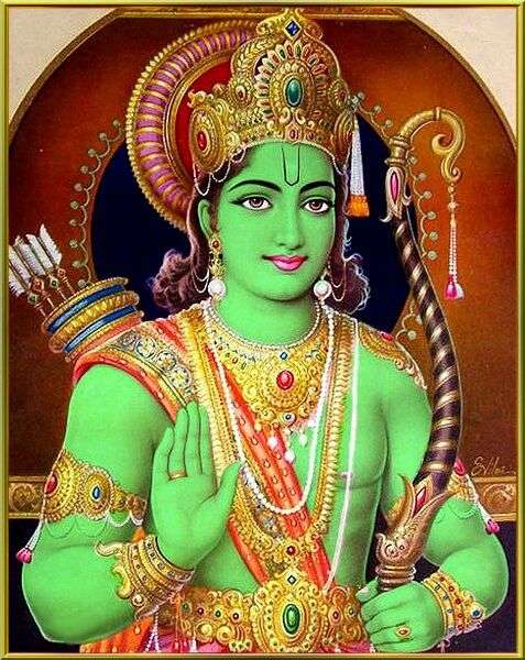 De que color son exactamente Lord Rama y Lord Hanuman?