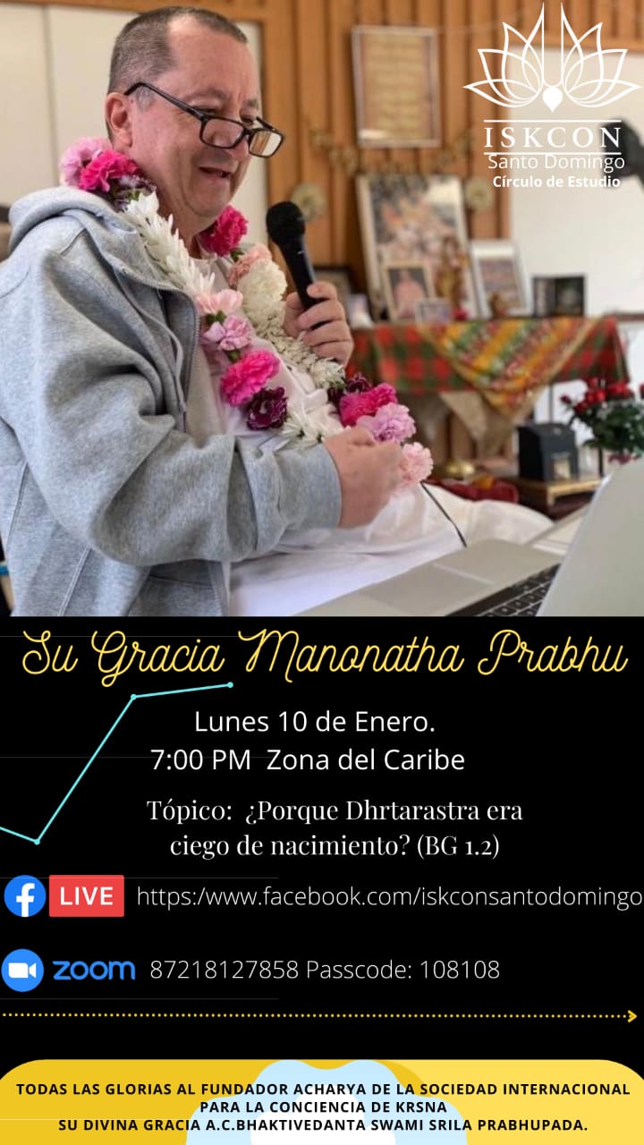 Manonatha Prabhu en videoconferencia lunes 10 de enero a las 7:00 pm, hora del caribe
