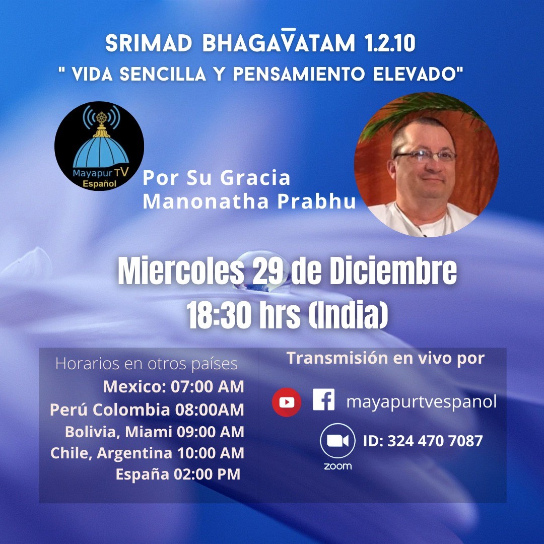 Miércoles 29 Diciembre, Manonatha Prabhu en Videoconferencia para Mayapur TV